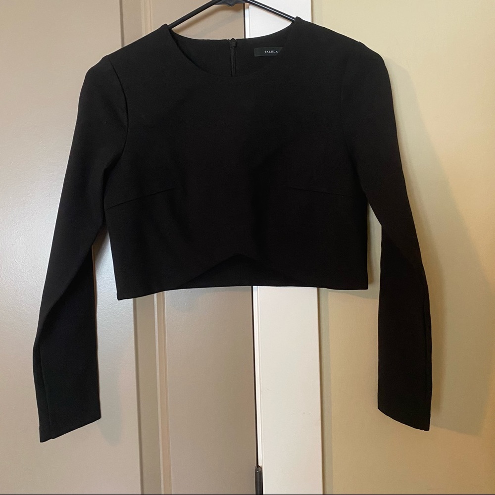 Talula Aritzia Black Long Sleeve Crop Top Small